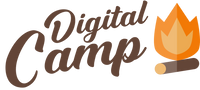 Digital Camp logo with text and fireplace icon